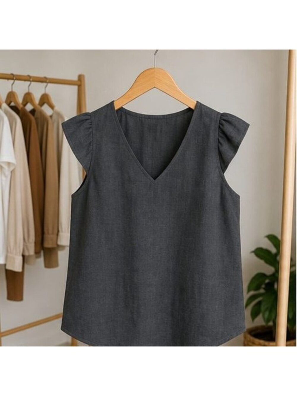 Charcoal Wrap Blouse
